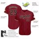 Custom Crimson Cream Pinstripe Black-Khaki Authentic Baseball Jersey