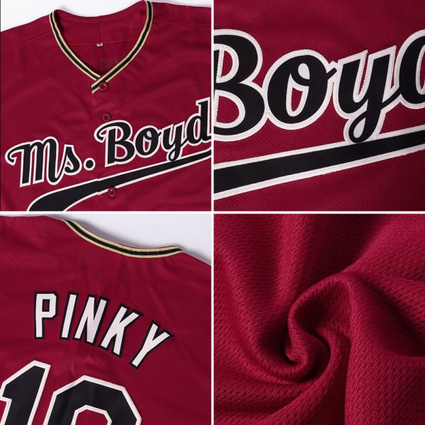 Custom Crimson Black-Gold Authentic Baseball Jersey