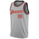 Custom Silver Gray Black Pinstripe Orange-Black Authentic Basketball Jersey