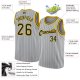 Custom Silver Gray Black Pinstripe Black-Gold Authentic Basketball Jersey