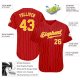 Custom Red Gold Pinstripe Gold-White Authentic Baseball Jersey