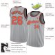 Custom Silver Gray Black Pinstripe Orange-Black Authentic Basketball Jersey