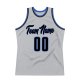 Custom Silver Gray Navy-Blue Authentic Throwback Basketball Jersey