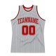 Custom Silver Gray Black Pinstripe Red-White Authentic Basketball Jersey