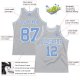 Custom Silver Gray Light Blue-White Authentic Throwback Basketball Jersey