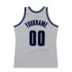 Custom Silver Gray Navy-Blue Authentic Throwback Basketball Jersey