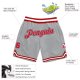 Custom Silver Gray Red-White Authentic Throwback Basketball Shorts