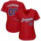 Custom Red White Pinstripe Navy-White Authentic Baseball Jersey