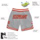 Custom Silver Gray Orange-White Authentic Throwback Basketball Shorts