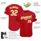 Custom Red Gold Pinstripe White-Gold Authentic Baseball Jersey