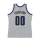 Custom Silver Gray Black Pinstripe Black-Blue Authentic Basketball Jersey