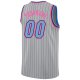 Custom Silver Gray Black Pinstripe Light Blue-Pink Authentic Basketball Jersey