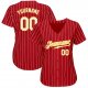 Custom Red Gold Pinstripe White-Gold Authentic Baseball Jersey