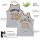 Custom Silver Gray Old Gold-Black Authentic Throwback Basketball Jersey