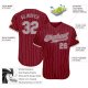 Custom Crimson Cream Pinstripe Gray-White Authentic Baseball Jersey