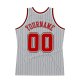 Custom Silver Gray Black Pinstripe Red-White Authentic Basketball Jersey