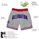 Custom Silver Gray Royal-Red Authentic Throwback Basketball Shorts