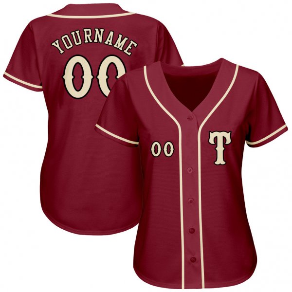 Custom Crimson Khaki-Black Authentic Baseball Jersey