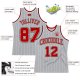 Custom Silver Gray Black Pinstripe Red-White Authentic Basketball Jersey