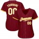 Custom Crimson Cream Pinstripe Gold-White Authentic Baseball Jersey