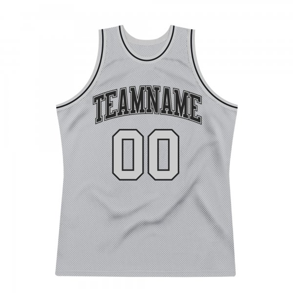 Custom Silver Gray Silver Gray-Black Authentic Throwback Basketball Jersey