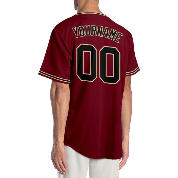 Custom Crimson Black-Khaki Authentic Baseball Jersey