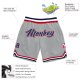 Custom Silver Gray Navy-Red Authentic Throwback Basketball Shorts