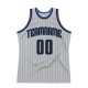 Custom Silver Gray Black Pinstripe Black-Blue Authentic Basketball Jersey