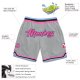 Custom Silver Gray Pink-Light Blue Authentic Throwback Basketball Shorts